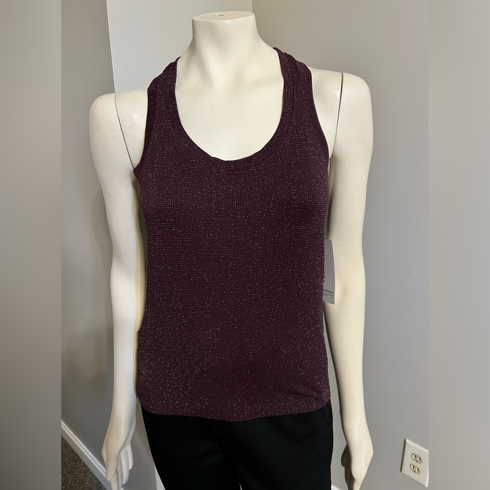 Athleta Momentum Seamless Breathable Stretch Purple Sparkle Tank Top NWT